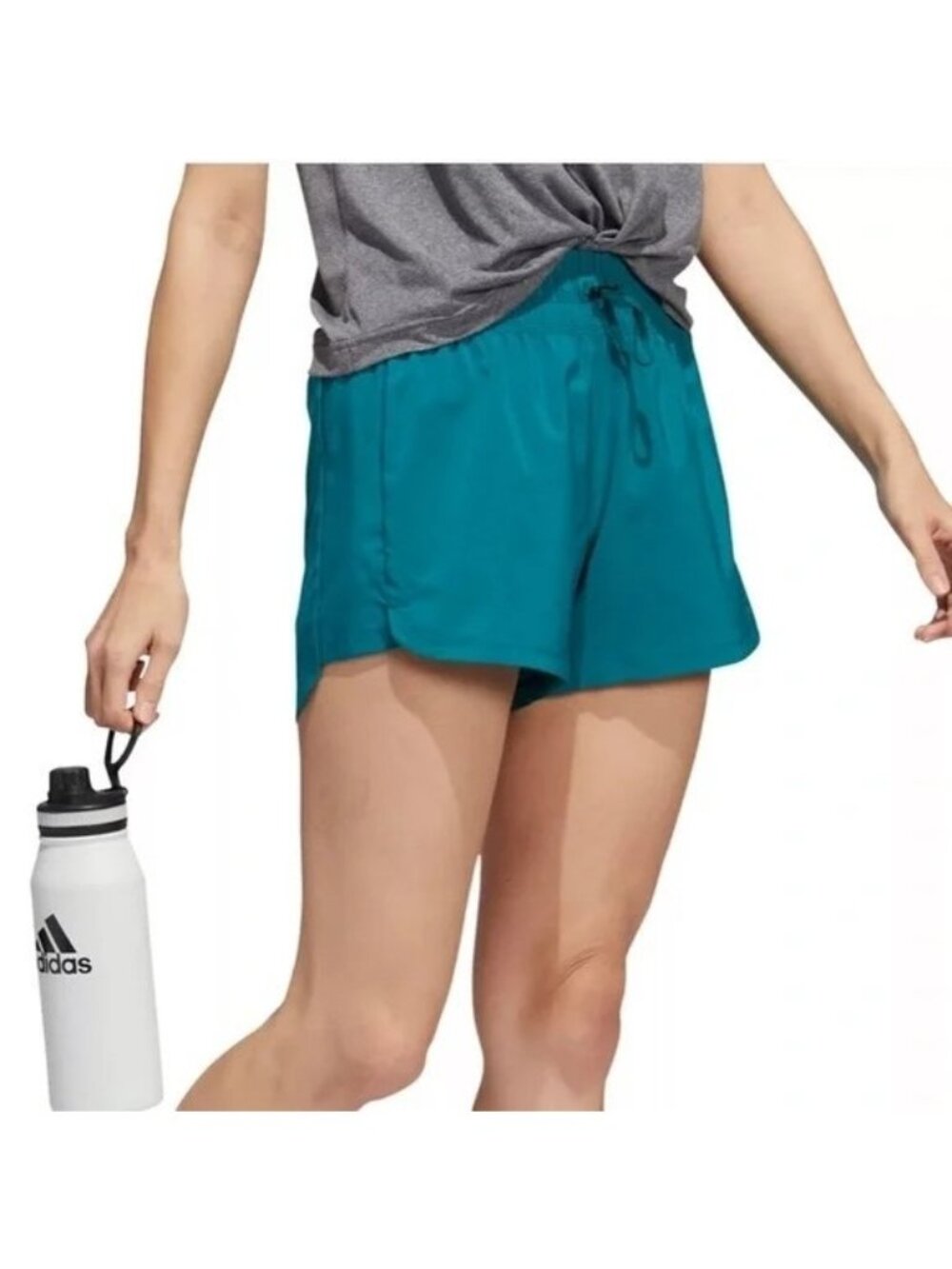 Adidas Womens Pacer Bungee Training Shorts HN0838 Legacy Teal Blue Size 2XS XXS